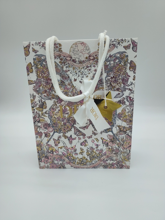 Dior Other - DIOR Butterfly Floral Around The World Gift Bag Gold Star Charm Ribbon PRISTINE